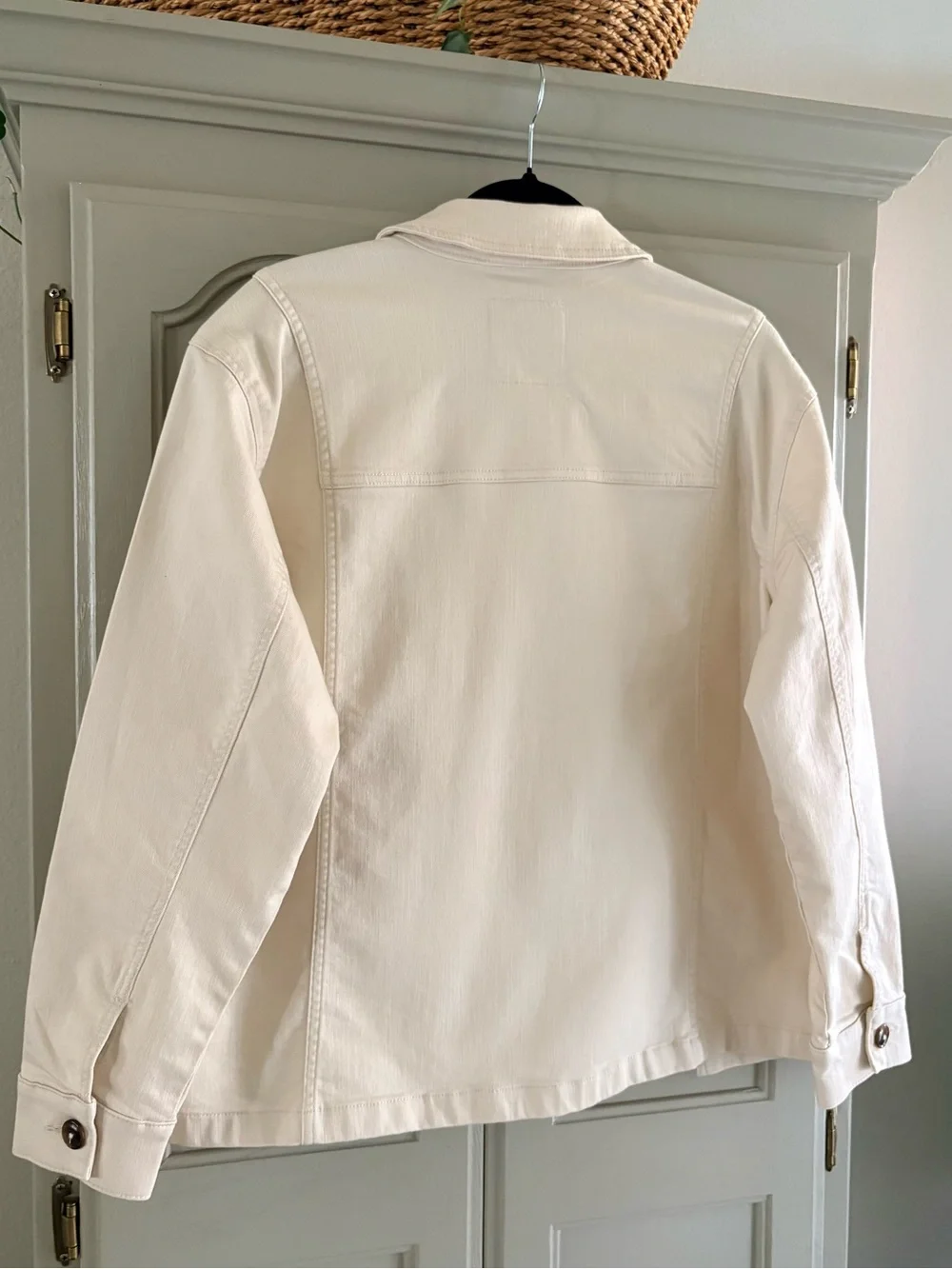 Studio Park x Amy Stran Cotton Blend Denim Utility Chore Jacket |  Ecru| Size L